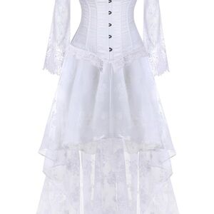 White Lace High-Low Corset Dress - Women